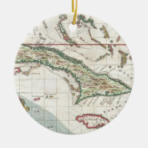 Vintage Map of Cuba and Jamaica (1763) Christmas Tree Ornament