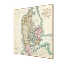 Vintage Map of Denmark (1801) Canvas Prints