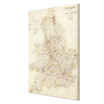 Vintage Map of England (1837) Stretched Canvas Print