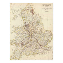 Vintage Map of England (1837) Postcard