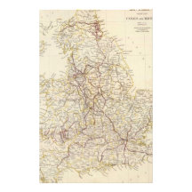 Vintage Map of England (1837) Stationery Paper