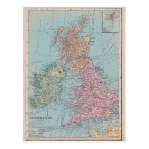 Vintage Map of England Postcard