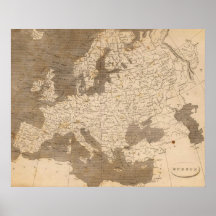 Vintage Map of Europe (1804) Print