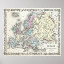 Vintage Map of Europe (1855) Print