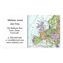 Vintage map of Europe colorful pastels Business Card Templates