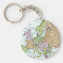 Vintage map of Europe colorful pastels Key Chain