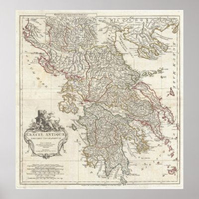 Vintage Map of Greece (1794) Posters