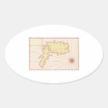 Vintage Map of Island Stickers