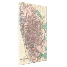 Vintage Map of Liverpool England (1890) Stretched Canvas Prints