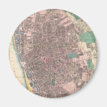 Vintage Map of Liverpool England (1890) Fridge Magnets