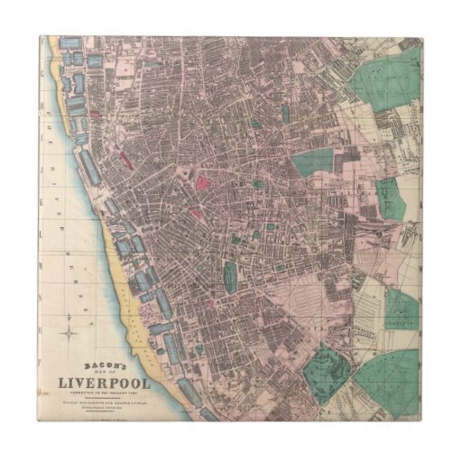 Vintage Map of Liverpool England (1890) Tile | Zazzle