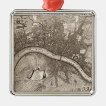 Vintage Map of London (1693) Christmas Tree Ornaments