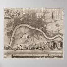 Vintage Map of London (1693) Posters