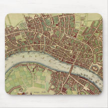 Vintage Map of London (17th Century) Mousepads