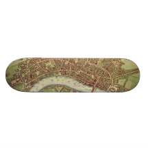 Vintage Map of London (17th Century) Skate Boards