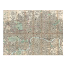 Vintage Map of London (1890) Post Card