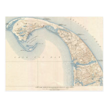 Vintage Map of Lower Cape Cod Post Cards