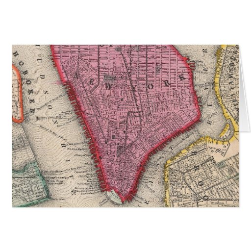 Vintage Map of Lower New York City (1860) Greeting Card