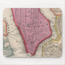 Vintage Map of Lower New York City (1860) Mouse Pad