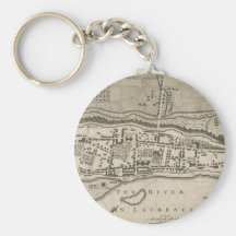 Vintage Map of Montreal (1758) Keychains
