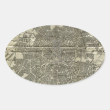 Vintage Map of Moscow (1893) Oval Stickers