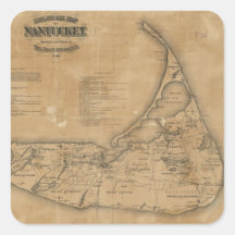Vintage Map of Nantucket (1869) Sticker