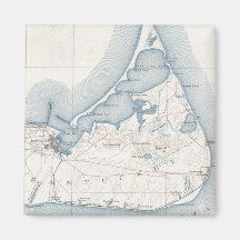 Vintage Map of Nantucket (1919) Magnets