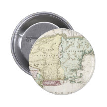 Vintage Map of New England (1716) Pinback Buttons