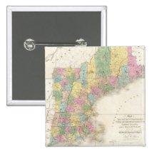 Vintage Map of New England (1839) Pinback Button