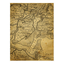 Vintage Map of New York Postcard
