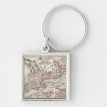 Vintage Map of Ontario (1857) Key Chain