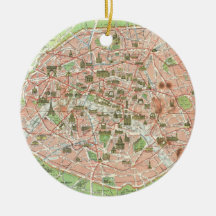 Vintage Map of Paris (1920) Christmas Tree Ornament