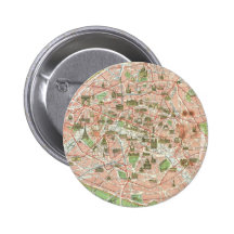 Vintage Map of Paris (1920) Pinback Buttons
