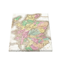 Vintage Map of Scotland (1827) Stretched Canvas Prints