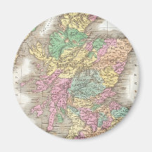 Vintage Map of Scotland (1827) Fridge Magnets