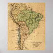 Vintage Map of South America (1821) Posters