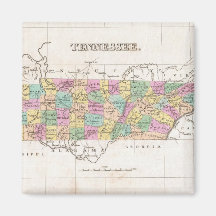 Vintage Map of Tennessee (1827) Fridge Magnets