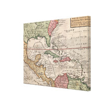 Vintage Map of the Caribbean (1732) Gallery Wrap Canvas