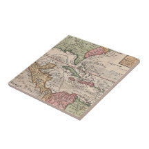 Vintage Map of the Caribbean (1732) Ceramic Tiles