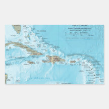 Vintage Map of the Caribbean - U.S. Rectangle Sticker