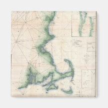 Vintage map of the Massachusetts Coastline Refrigerator Magnet