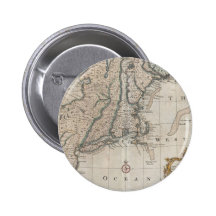Vintage Map of The New England Coast (1747) Button