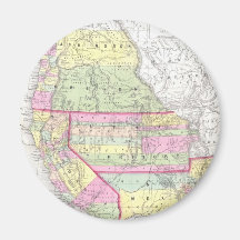 Vintage Map of The Western United States (1853) Fridge Magnet