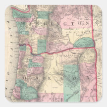 Vintage Map of Washington and Oregon (1875) Stickers
