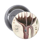 Vintage Marine Life Animal, Umbrella Squid Button