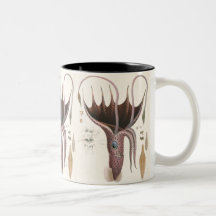 Vintage Marine Life Animal, Umbrella Squid Coffee Mugs