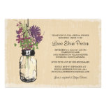 Vintage Mason Jar and Wildflowers Bridal Shower Personalized Announcements