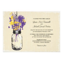 Vintage Mason Jar and Wildflowers Wedding Personalized Invitations