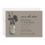 Vintage Mason Jar & Wild Flowers Save the Date Invitations