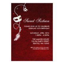 Vintage Masquerade Sweet Sixteen Birthday Personalised Announcements